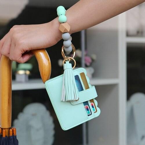 New Hot Sell Keychain Bag for Women Men Leopard O Wallet PU Leather Tassel Card Bag Snake Flower Bracelet Keychain Jewelry