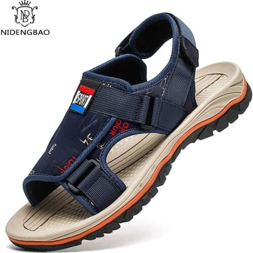 New Men Sandals Braethable Sandals Outdoor Beach Shoes Velcro Summer Flat Sandals Large Size Fashion Buckle Mens Beach Sandals