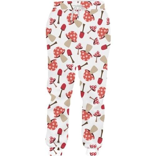 IFPD Unisex Hiphop Casual Men Pants Fall Winter Elastic Waist Full Length Joggers Pants 3d Print Mushroom Sweatpants