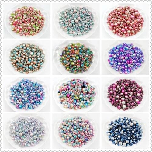 Multi Size Mix 3/4/5/6/8/10/12mm Round Color with Hole ABS Imitation Pearl Beads for DIY Jewelry Necklace Making Accessories 20g