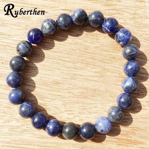 Ruberthen Blue Sodalite Bracelet Emotionally Soothing Protectio Bracelet Trendy Wrist Mala Beads Chakra Healing Bracelet