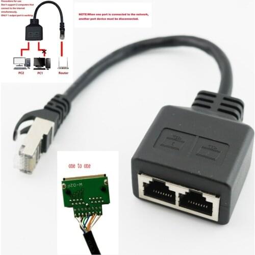10pcs RJ45 CAT6/5 1 Male to 2 Female Port Socket LAN Ethernet Network Splitter Coupler Adapter Cable Cord 20cm