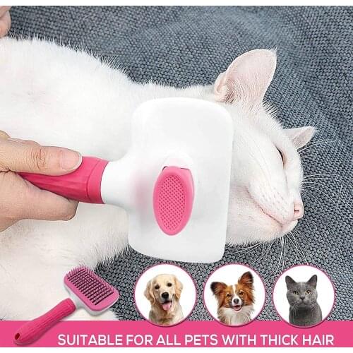 Dog Brush, Easy Clean Self Cleaning Slicker Pet Brush Removes Loose Hair and Dead Fur, Eliminates Tangles, Pet Grooming Brush