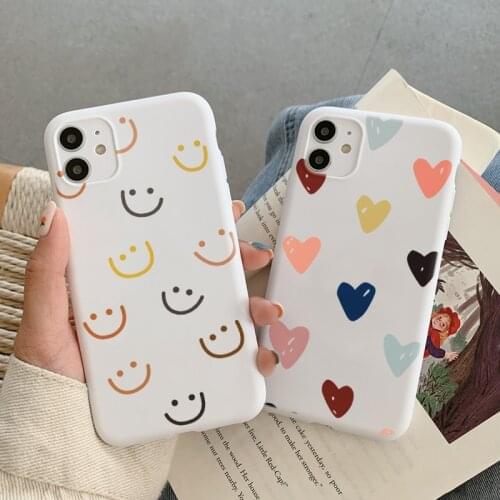 Cute Cartoon Smile Love Heart Phone Case For iPhone 12 11 Pro Max X Xs Max XR 6 S 7 8 Puls 5 SE 2020 12Mini Cases Silicone Cover