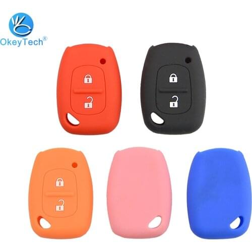 OkeyTech Best Price 2 Button Silicone Rubber Car Remote Key Fob Case Cover Shell For Renault Kangoo Master Trafic Key Cover Case