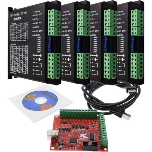 CNC control system Red Flying Eagle Card kit, 1* Red Flying Eagle Card+4* DM556 Drive+1* Black USB Flat Cable +1* CD