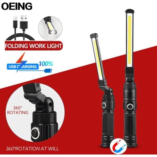 COB Folding Work Light USB Rechargeable Magnetic Flashlight Portable 360° Rotatable Lamp 5Mode Outdoor Camping Lights Waterproof