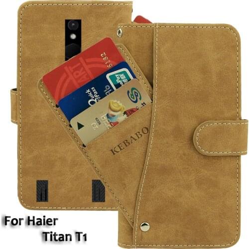Vintage Leather Wallet Haier Titan T1 Case 5" Flip Luxury Card Slots Cover Magnet Stand Phone Protective Bags
