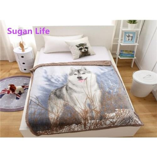 Wolf Brown bear fox big cat dog panda and dog Coral Fleece Blanket Warm Bed Cover Blanket Animal Flannel lambskin double blanket