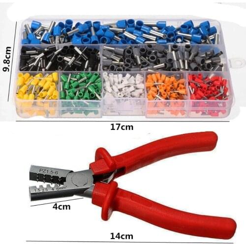 High Quality Ferrule Crimper Plier +800 Connector Terminal Box Tool Kit 175mm Ferrule Crimper with a Pliers