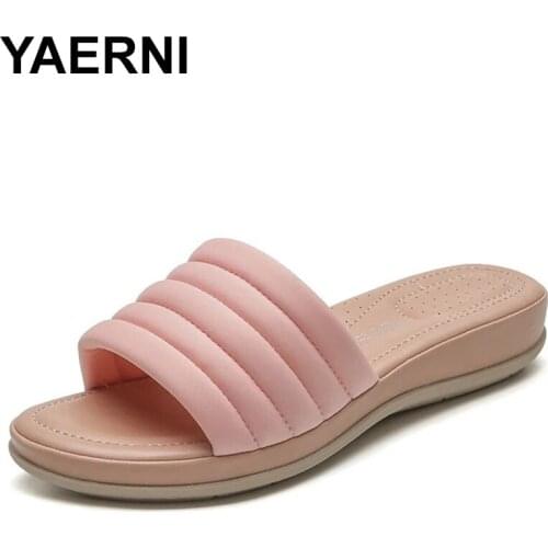 YAERNI Low Flat Shoes Female Big Size Ladies' Slippers Slipers Women Rubber Flip Flops Luxury Slides Summer2021Hawaiian Designer