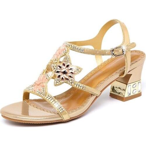 ZXRYXGS 2020 New Flower Rhinestone High Heel Sandals Summer Fashion Sandals Elegant Charm Sandals Comfort Popular Women Sandals