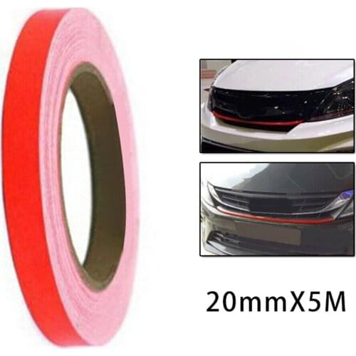 1pc 20mmX5m Red Lining Reflective Vinyl Wrap Film Car Sticker Decal Waterproof Anti-fouling And UV Resistant Accessories