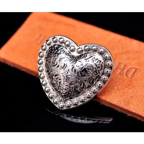 10PCS WESTERN HEADSTALL HORSE TACK LOVE HEART Bling Silver FLORAL BERRY SADDLE LEATHERCRAFT CONCHOS 1-1/8" SCREWBACK