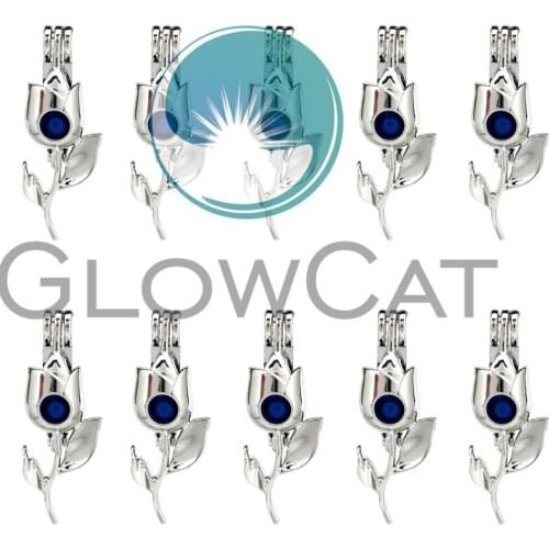 10x K734 Rose Flower Locket Pendant Essential Oil Diffuser Aromatherapy Beads Pearl Cage Jewelry Making