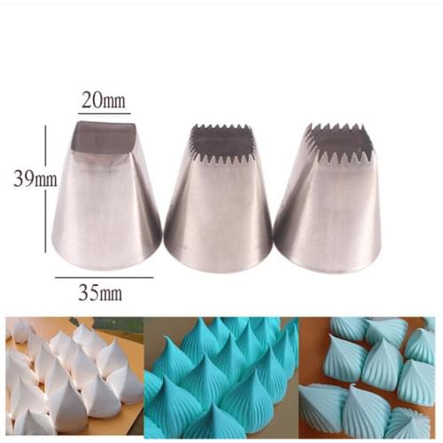 3Pcs Stainless Steel Cake Nozzles Russian Pastry Tip Icing Piping Nozzle Decorating Tools Fondant Confectionery Sugarcraft