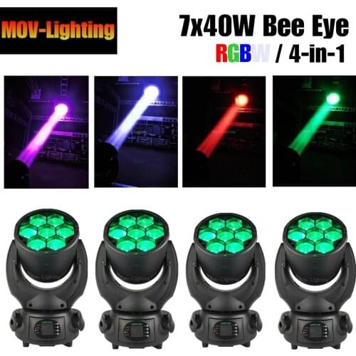 4 pieces with flightcase 7x40w 4in1 zoom movinghead bee eye Stage lighting