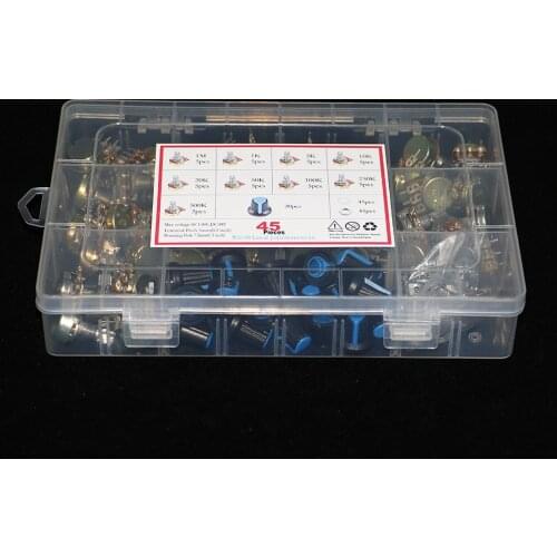 45Pcs/box WH148 Single Potentiometer Kit B1K/5K/10K/20K/50K/100K/500K/1M with knobs Single potentiometer set Shaft Nuts