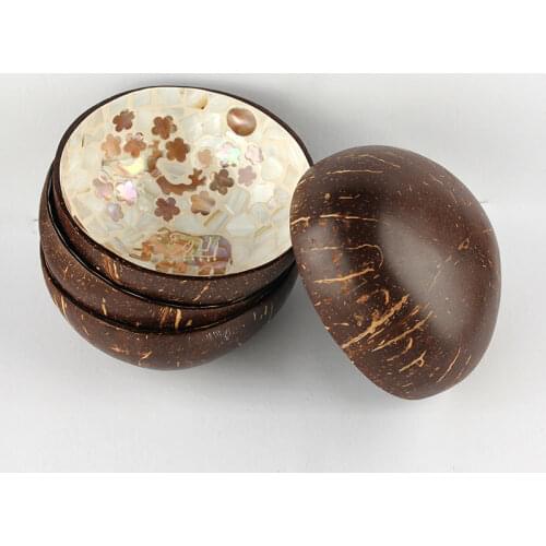 Beige Elephant Natural Shell Coconut Bowl Shiny Fruit Salad Noodle Rice Bowl Wooden yogurt Tableware Handicraft Home Decorations