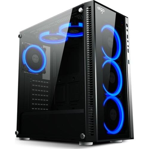 Computer Chassis Full-Side Transparent Tower Host Desktop ATX Water-Cooled Game MATX Gold Power Supply 550W/500W