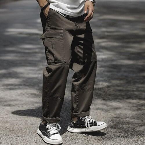 Maden Cargo Men Retro M65 Pant Big Pocket Loose Casual Mid Waist Drawstring Hip Hop Streetwear Jogger Pant Fashion Gyms Trousers