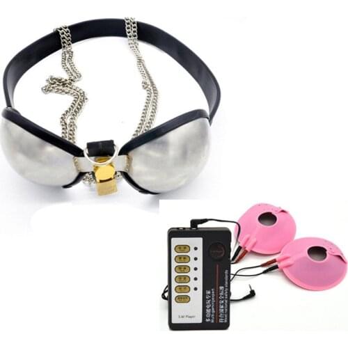 Stainless Steel bra Female Chastity Device Breast Protection Limit Chastity Belt Cospiay Fetish Adult Game Electro Shock Sex Toy