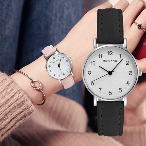 2021 New Women Watch Simple Vintage Small Watch Leather Strap Casual Sports Wrist Clock Dress Womens watches Reloj mujer