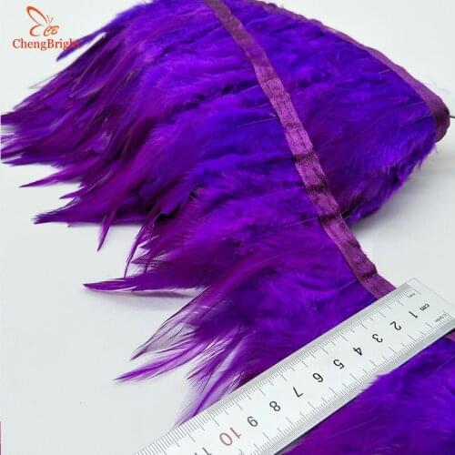 ChengBright Hot 10Yards Cock Feathers Trim Cloth Sideband Chicken Pheasant Feather Trims Clothing Wedding Feather Ribbon