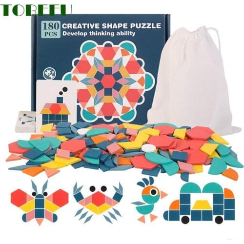 Montessori Wooden 3D Jigsaw Puzzle Clever Board Geometric Shapes Puzzle Toys for Children Kids Educational Learning Developing