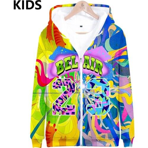 2 To 14 years old Childrens jacket Autumn Coats 90s Sitcom Harajuku Sweatshirt The Fresh Prince Coats Letter 23 Zipper Outwear