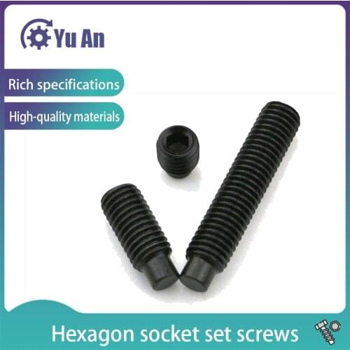 DIN 915 Grade 12.9 High Strength Hexagon Socket Head Set Screw Black Headless Machine Meter Screw M3-M12 10Pcs