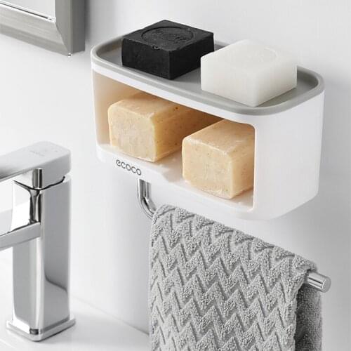 Double Layer Soap Holder Towel Bar Paper Holder Storage Platform Plastic Soap Box Big Container 2019 New Bathroom Soap Dish