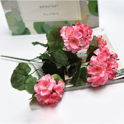1 Bunches Of Artificial Flowers Artificial Geranium Red Pink Flowers Plant Artificial Plants Artificial Flower High Quality