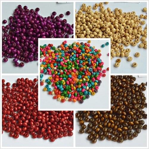 4mm 300pcs/Lot Coffee Natural Wooden Beads Round Hole Beads Mixed Colorful Beads DIY Beads for Jewelry Making Decoration