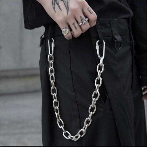 Boys Punk Metal Wallet Belt Chain Rock Trousers Hipster Pant Jean Keychain silver color pin Ring Clip Keyring Mens Hip Hop Jew