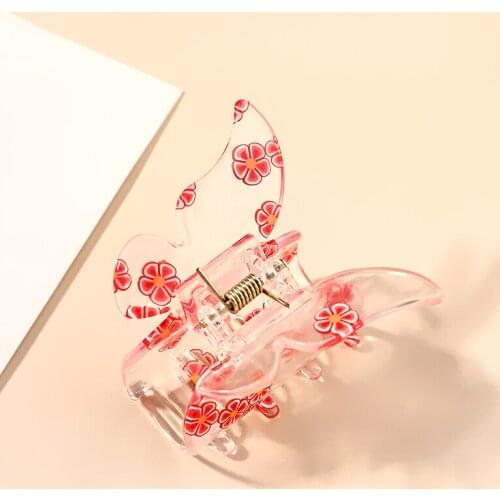 Mini Butterfly Fruit Hair Claw For Women Girls Acrylic Hair Accessories Scrub Solid Color Hair Crab For Hair Simple Hair Clips