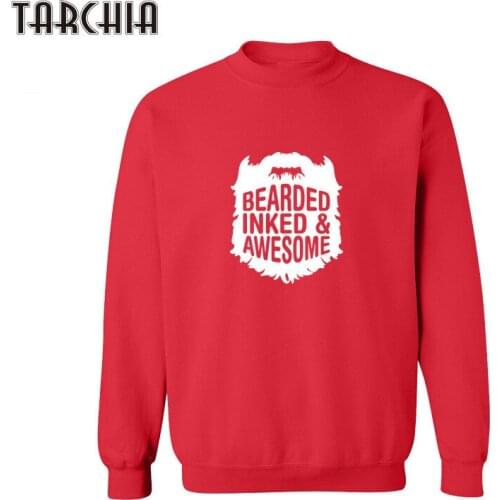TARCHIA Men Hoodies BEARDED INKED AWESOME Printd Long Sleeve Brand-Clothing Mens Hoodies And Sweatshirts Fashion Sportwear Tops