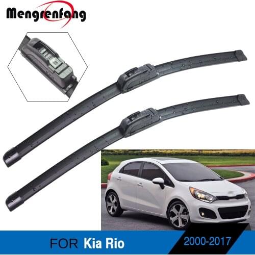 For Kia Rio Car Accessories Wiper Blades Front Windscreen Soft Rubber Wiper J Hook Arms 2000-2017