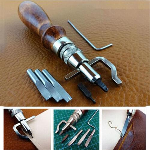 7 in 1 Set Pro Leathercraft Adjustable Stitching and Groover Crease Leather Tool DIY Handmade Practical leather tools