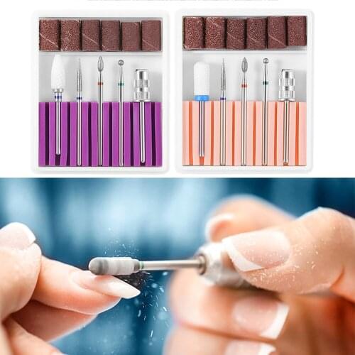 5pcs Manicure Tools Ceramic Tungsten Steel Alloy Grinding Head Set Pro Polishing Head Remove Dead Skin Set for Nail Art Sander