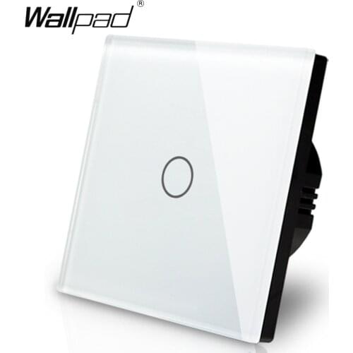 Manufacturer Wallpad EU Standard 1 Gang 2 Way 3 Way Control White Wall Light Touch Screen Switch Glass Panel, Free Shipping