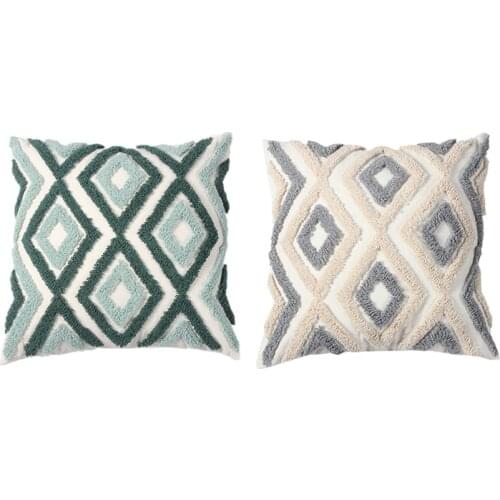 Geometric Rhombus Embroidery Pillowcase Cushion Pillow Cover Handmade Throw Pillow Covers Home Decor Backrest Cushion