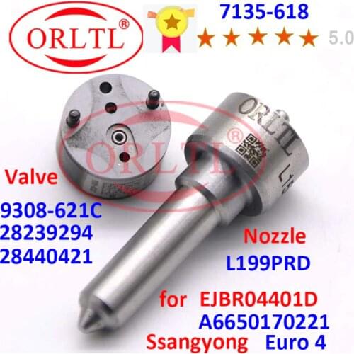 ORLTL INJECTOR VALVE 9308-621C NOZZLE L199PBD REPAIR KITS (7135-618) FOR A6650170221 EJBR04401D 6650170221 Ssangyong Euro 4