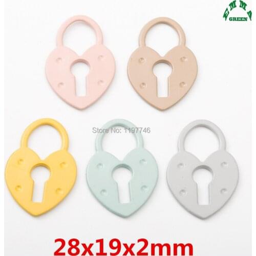 Lock Charms for Bracelets colorful painted Lock Charms Pendants for jewelry making 10pcs 28mm cute Key Lock Charms