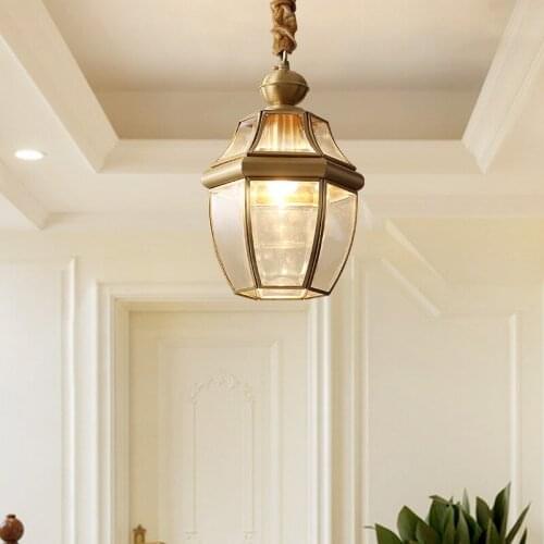 All-Copper European-Style Chandelier Lighting Kitchen Hanging Lamps Stair Chandelier Home Decor Living Room Lamps Gold Led Lamp