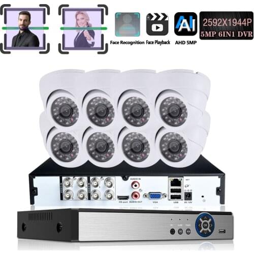 8CH 5MP 6-in-1 CVBS AHD CVI XVI TVI IP Video Security System CCTV DVR Face record Weatherproof Surveillance Security Camera