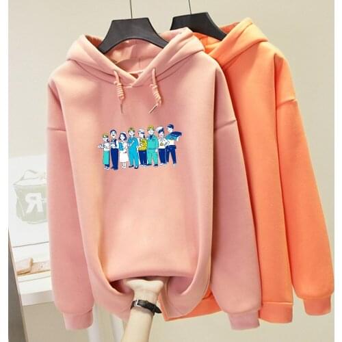 Cartoon Character Printed Harajuku Sweatshirt Winter Streetwear Hip Hop Hoody Girl Oversized Hoodies Kpop Kawaii Pullover Fleece