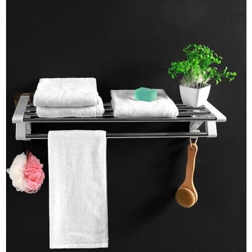 Punch-free Towel Rack Bathroom Bathroom Stainless Steel Double Rod Seamless Viscose Towel Hanging Rod Drying Towel Rack Rack