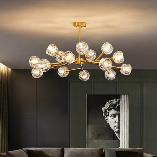 All Copper Chandelier Nordic Home Decor Chandelier for Living Room Dining Room Luxury Crystal Lights Indoor Lighting Fixtures