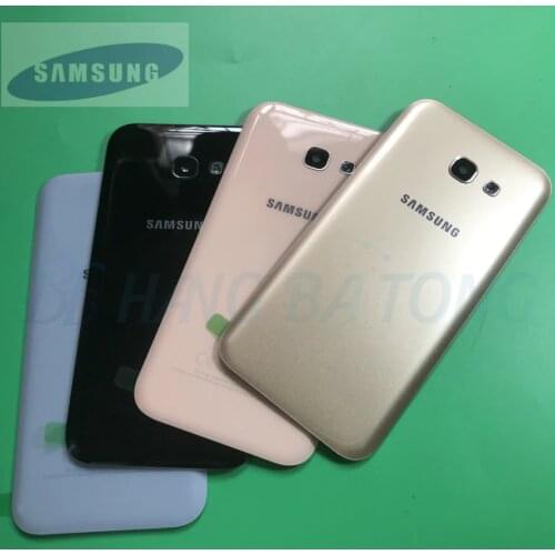 Samsung Galaxy A5 A520F A7 A720F A3 A320F 2017 Rear Cover Back glass Housing Case Battery Door Replacement + Camera Frame